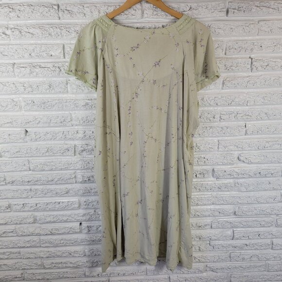 Simply Basic Nightgown 4X Plus Green Purple Floral Lace Cotton Blend FLO162XE - Picture 6 of 12